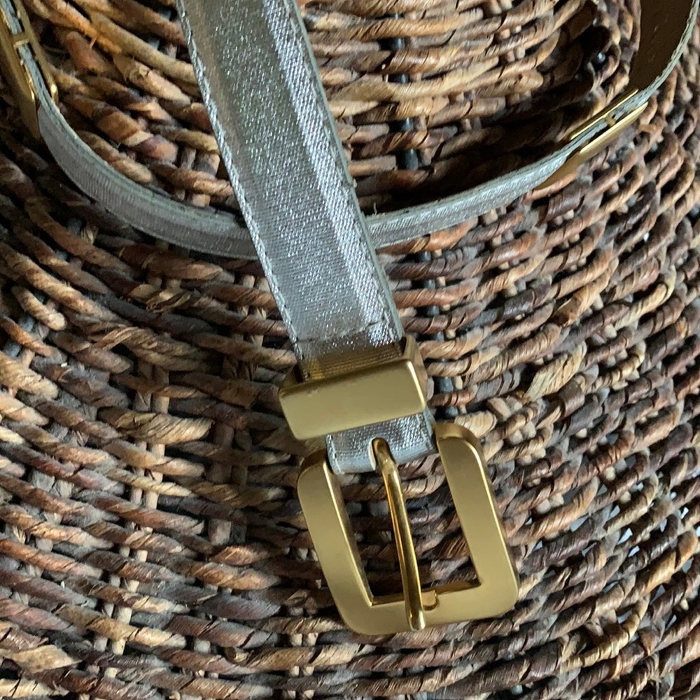 Cache Silver and Gold Faux Leather Belt